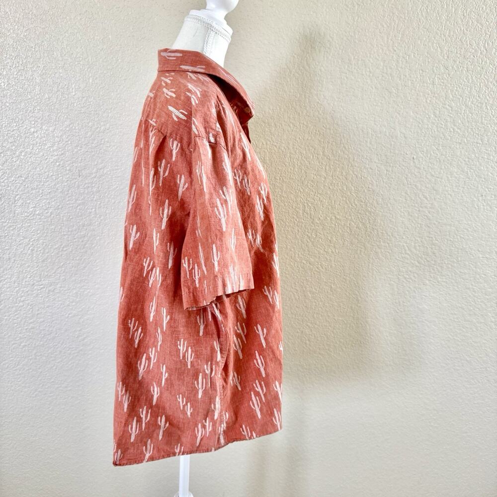 Goodfellow Shirt Men XXL Cactus Terracotta Button Northrop Western Short Sleeve - Picture 7 of 13